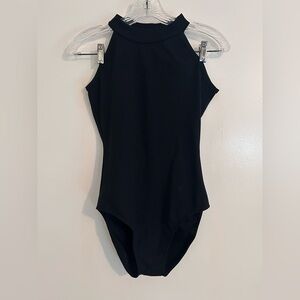 Black High Neck Lace Leotard